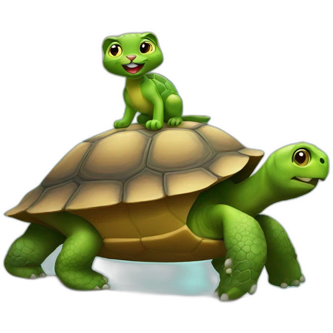 Un chat sur une tortue emoji