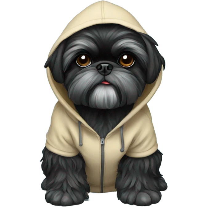 Black Shih Tzu wearing a Hoodie emoji