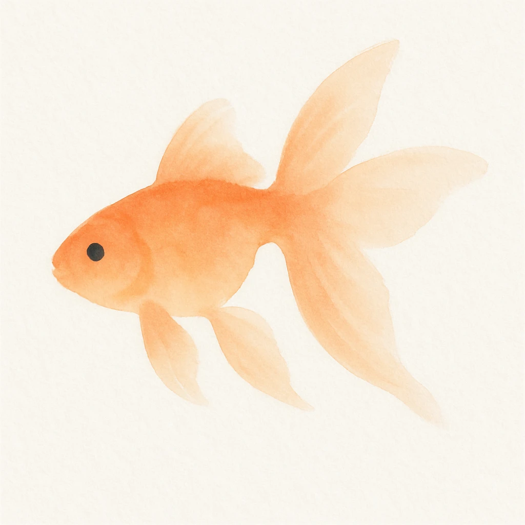 goldfish, watercolor style, soft blending, mainly orange, lively and flowing emoji