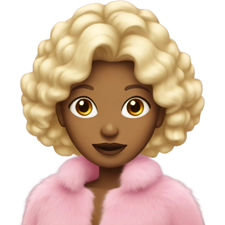blonde girl in a pink fur coat emoji