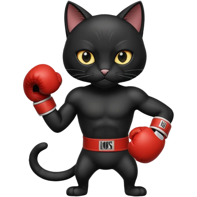 Black Cat with boxing gloves emoji
