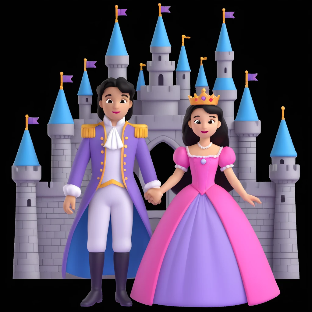 prince and princess disny dress close up photo in castle emoji