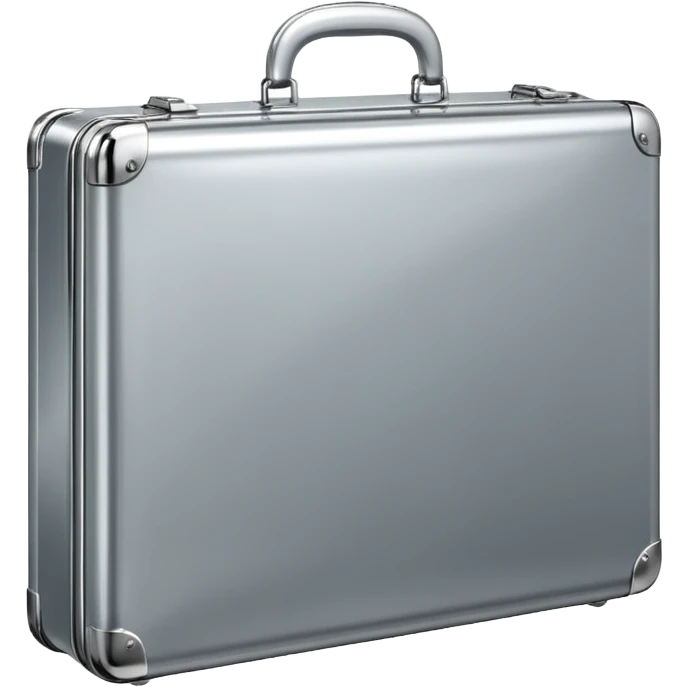 A luxury briefcase emoji made of polished silver chrome, smooth rectangular shape, metallic reflections, minimal high-end design, swag business aesthetic, iOS emoji style, centered, clean white background
 emoji