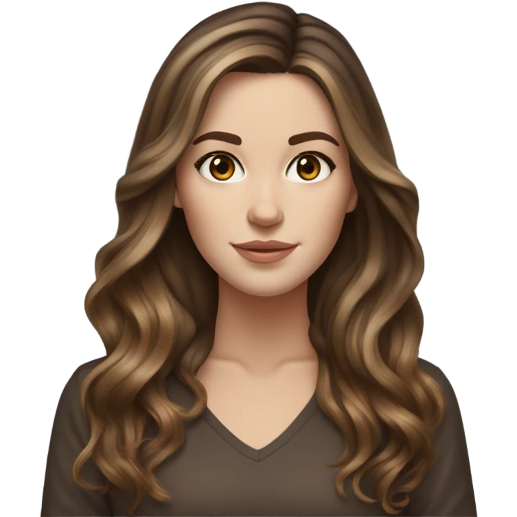 Beautiful realist White girl hazel eyes with long voluminous brown hair with brown highlights balayage  emoji