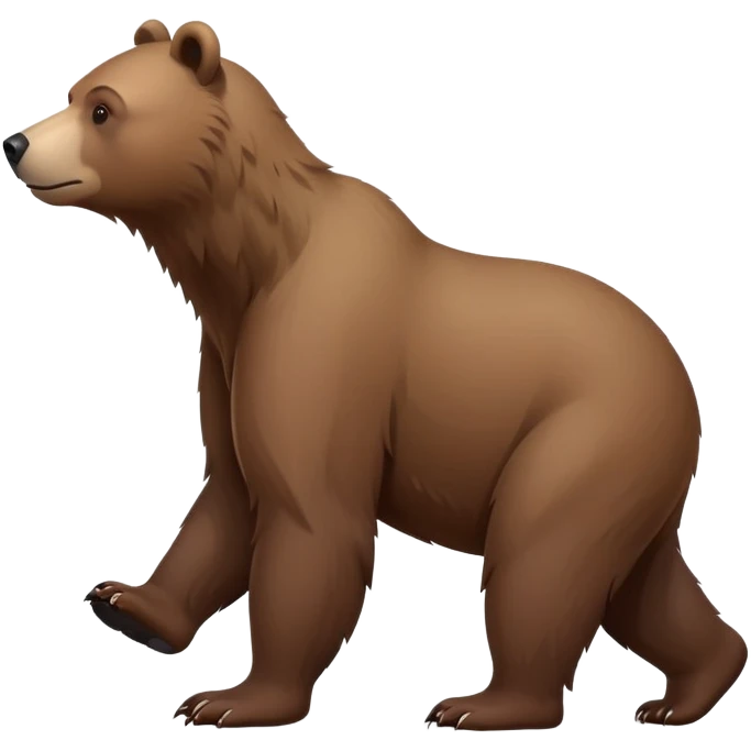 Minimalist brown bear walking on four paws, realistic features, simple design emoji