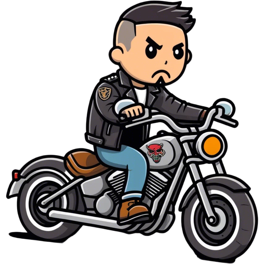 Biker with tattoo emoji