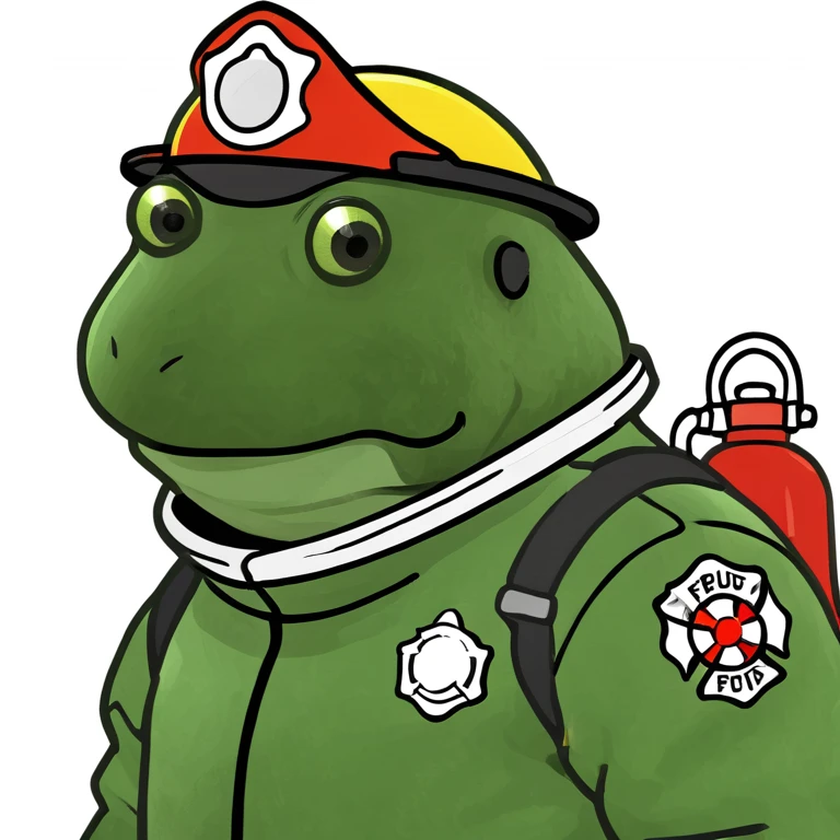 bufo in a fire fighter suit emoji