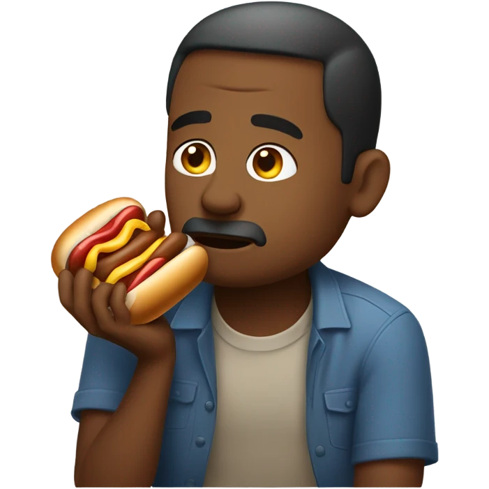 Sad Man eating hot dog on bread emoji