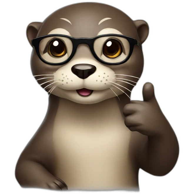 otter with glasses pointing up with its index finger emoji