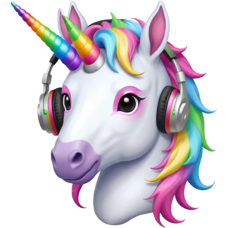 headphone wearing unicorn emoji
