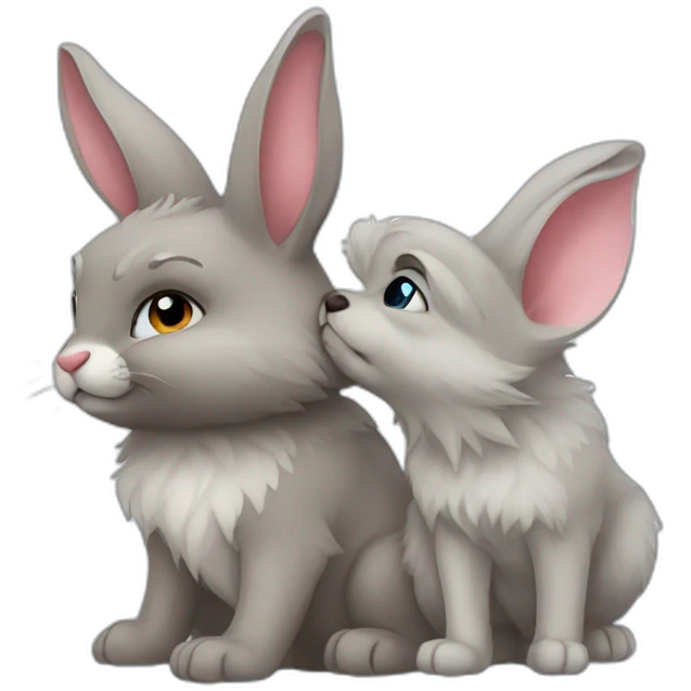 Bunny with Wolf kiss emoji