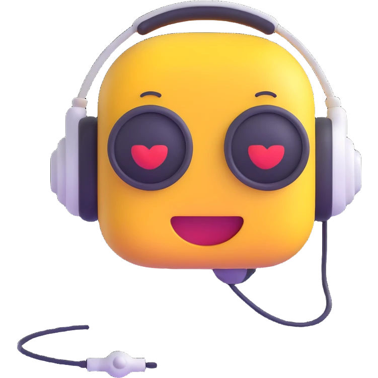 small AI chatbot emoji with headset emoji