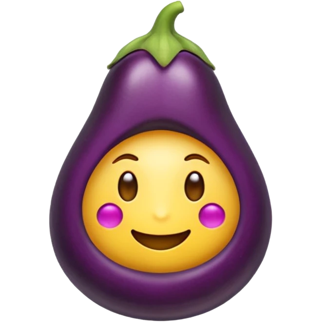 Un emoji jaune avec une aubergine emoji