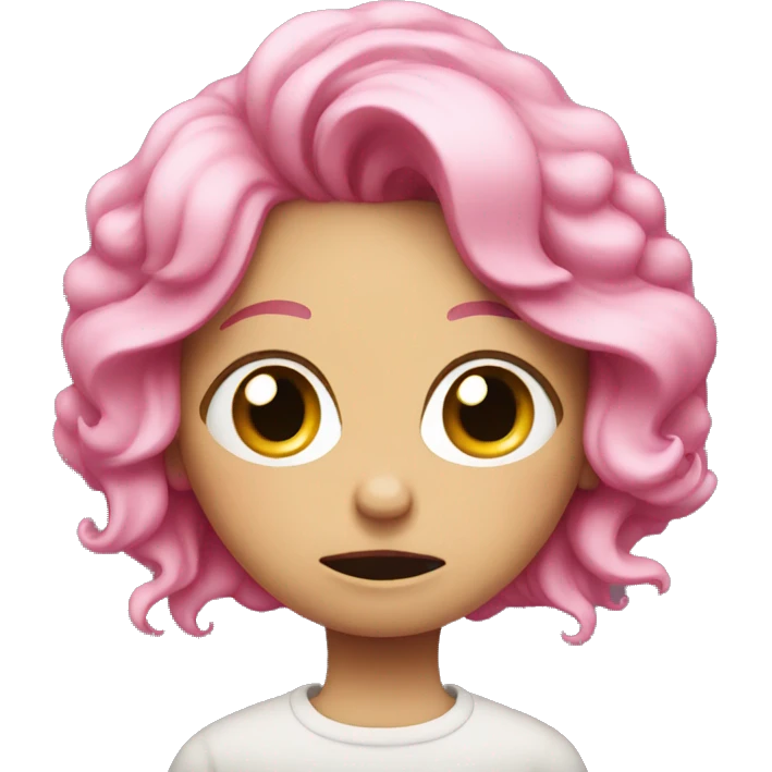 Crying glown with pink hair emoji
