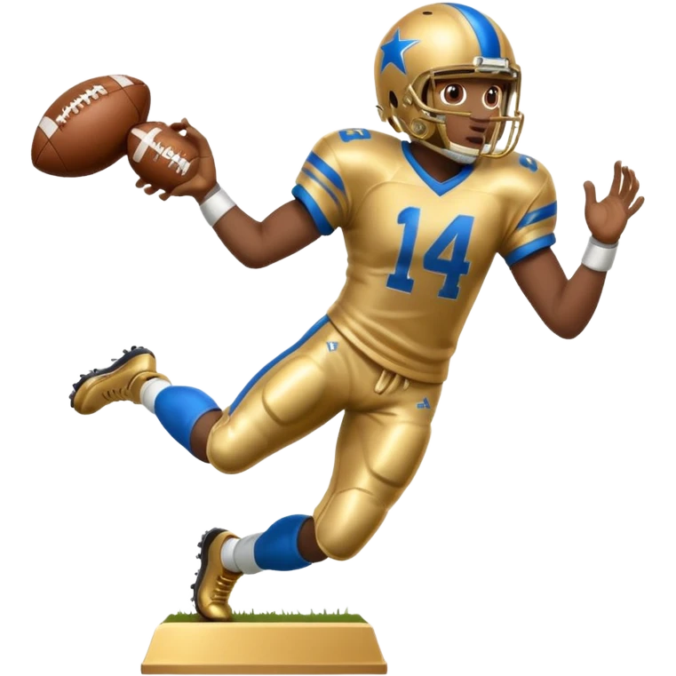 trophy of football player gold player giving stiff arm knee up emoji