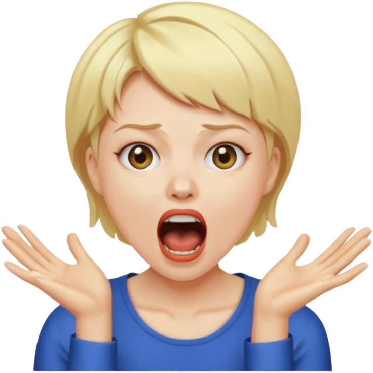 woman screaming with short blonde hair emoji
