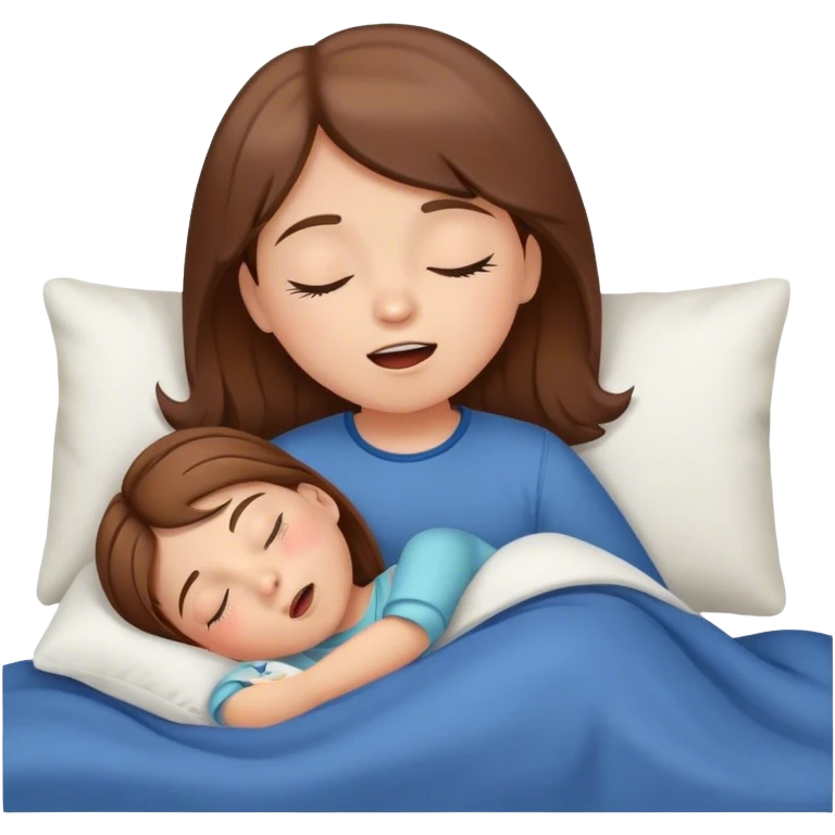 Little girl with brown hair singing while sleeping in bed emoji