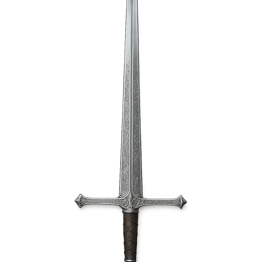 silver greatsword, ornate engravings, classic medieval look emoji