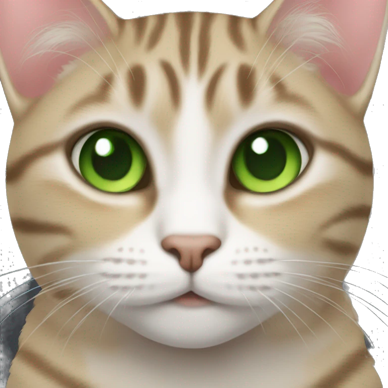 A Tabby cat with Green eyes emoji