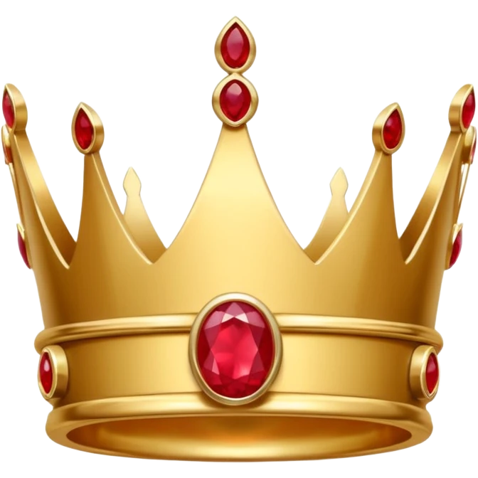 couronne en or à 3 pointes avec un énorme rubis au centre en cabochon emoji