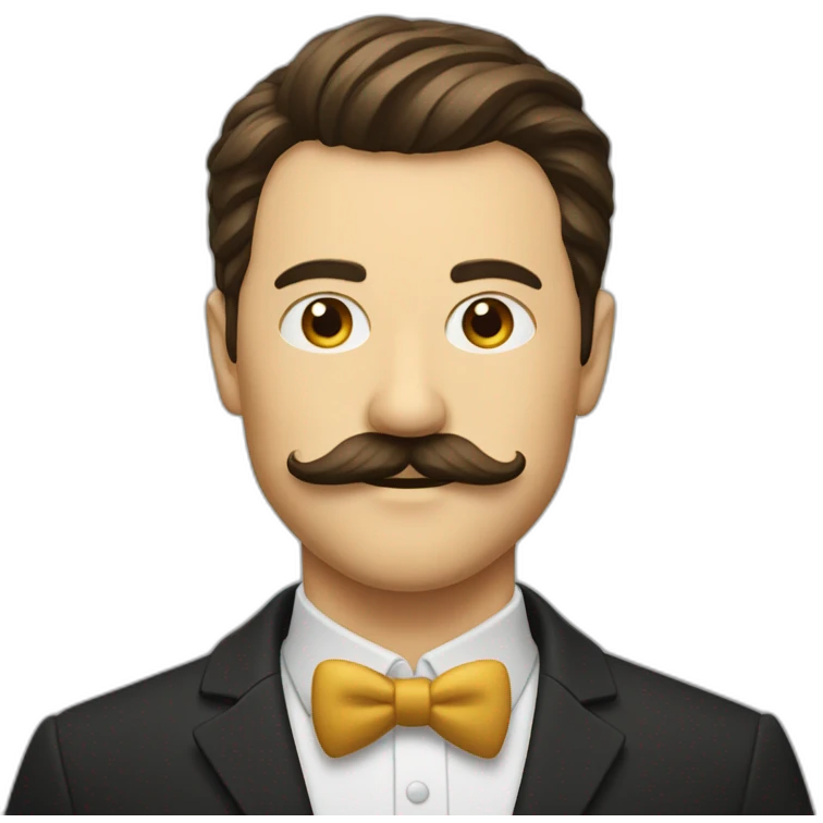 homme moustache carré et une coupe sur le côté emoji