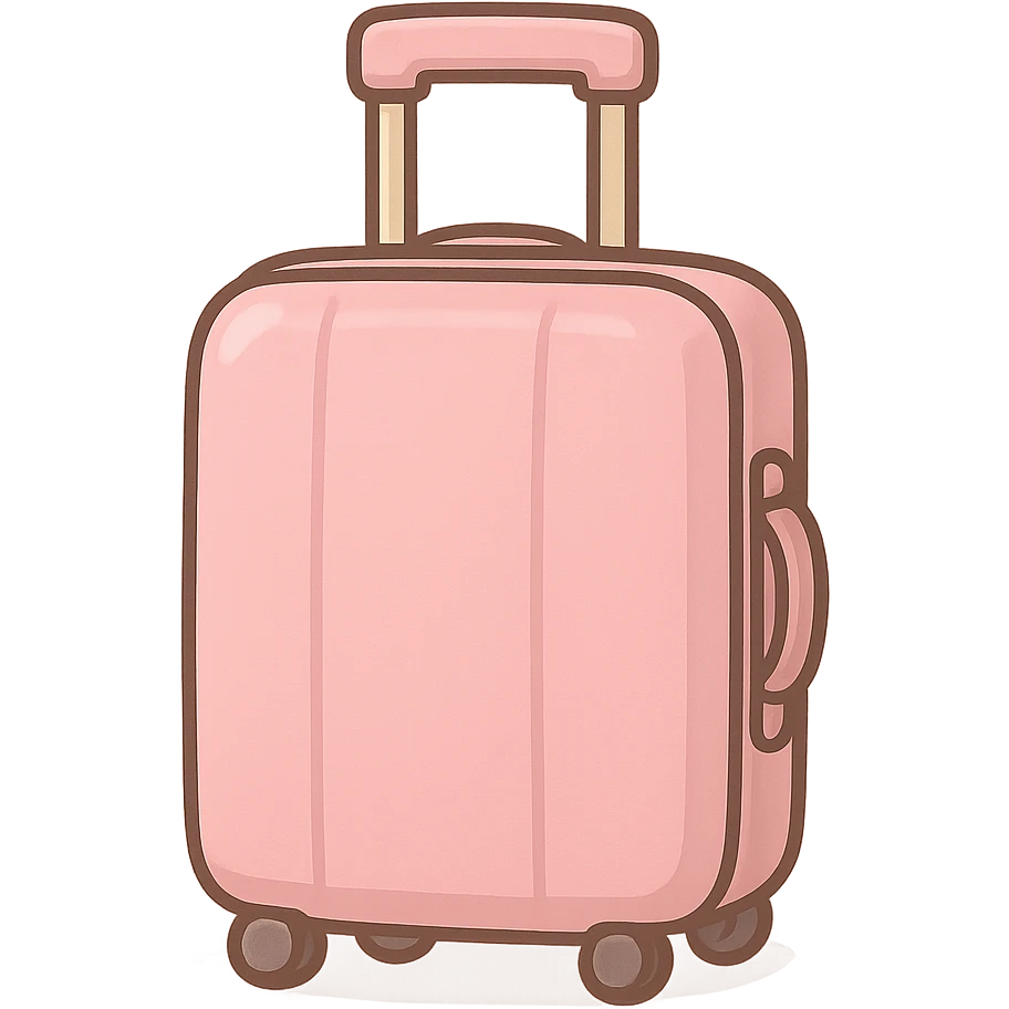 pink suitcase, cute emoji