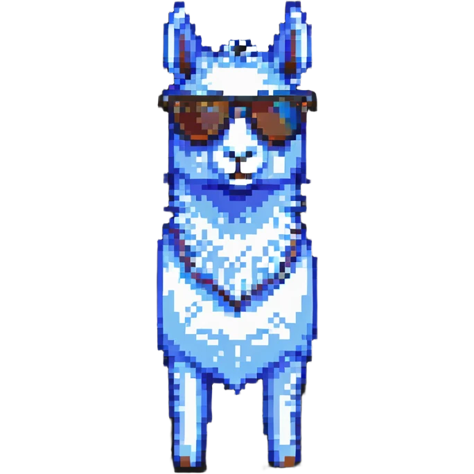 llama with sunglasses, pixel art style emoji