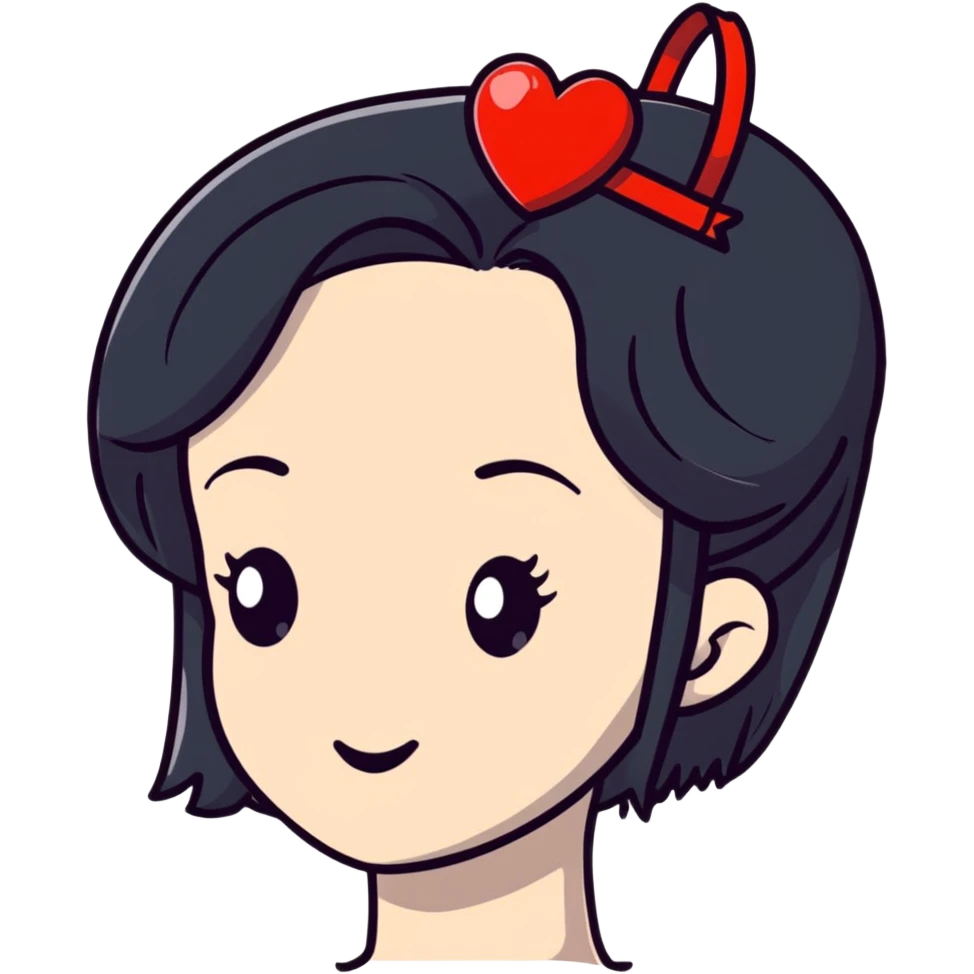 cute red heart-shaped hair clip emoji