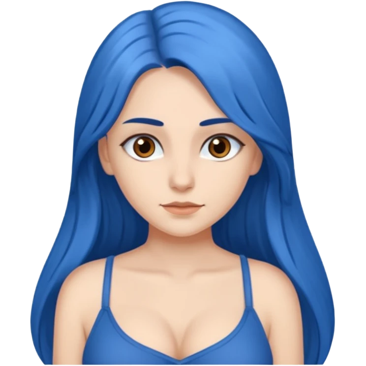 Fehér nő, kék hosszú haj, barna szem, barna szemöldök, dús mell emoji