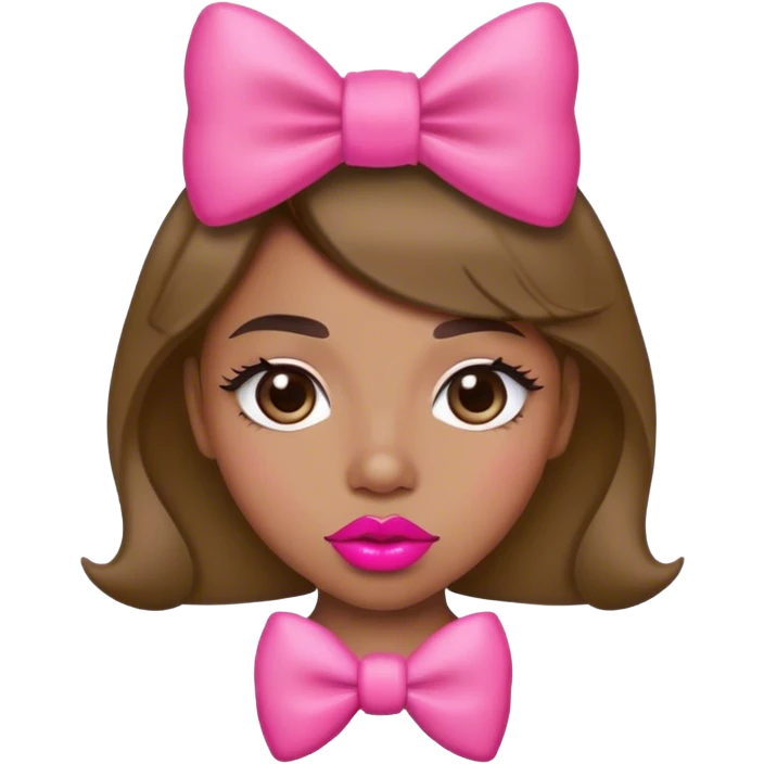 person with a bow and big pink lips emoji