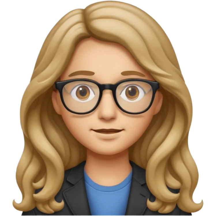 make with long wavy hair and glasses emoji