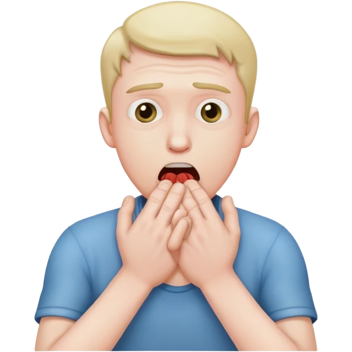 guy choking himself with two hands emoji