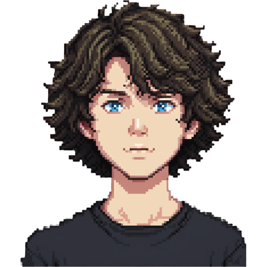 boy with slightly wavy hair designed as a letter stamp emoji
