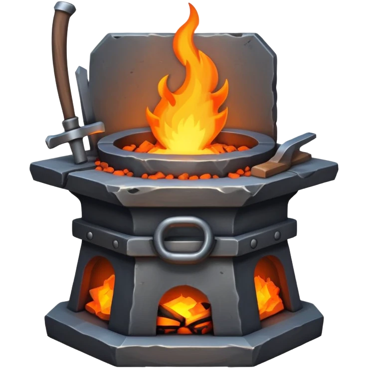 blacksmith forge with bright orange flames and glowing coals emoji