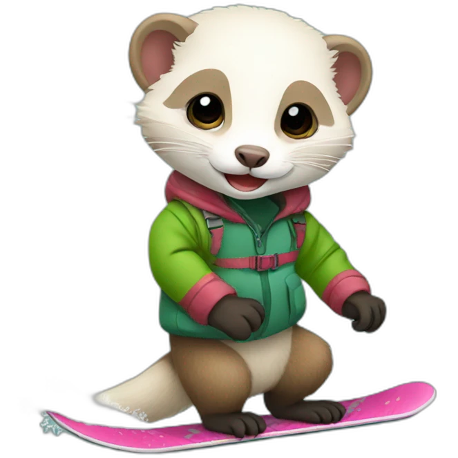 ferret snowboarding  emoji