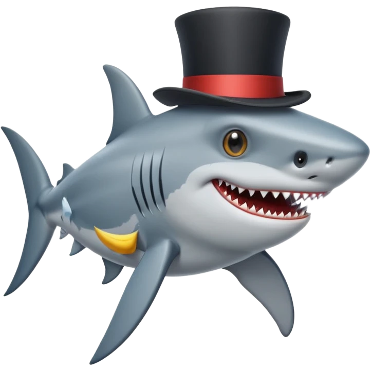 Shark with a top hat emoji