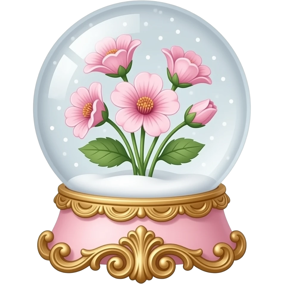 vintage rococo light pink dainty floral snow globe emoji