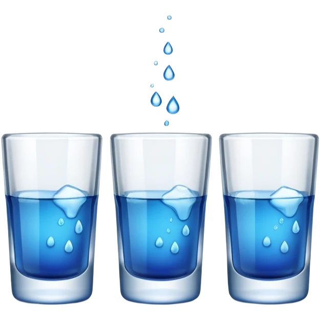 4 shot glasses with blue liquid in them  emoji