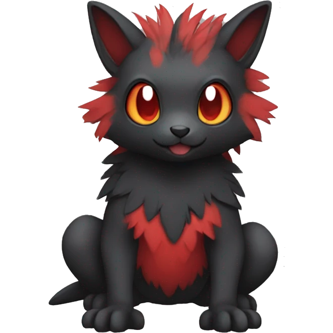 Cute cool black red animal hybrid Fakemon full body emoji