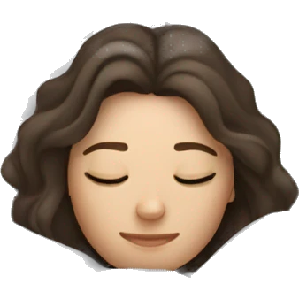 Brunette Caucasian woman sleeping in gray bed emoji