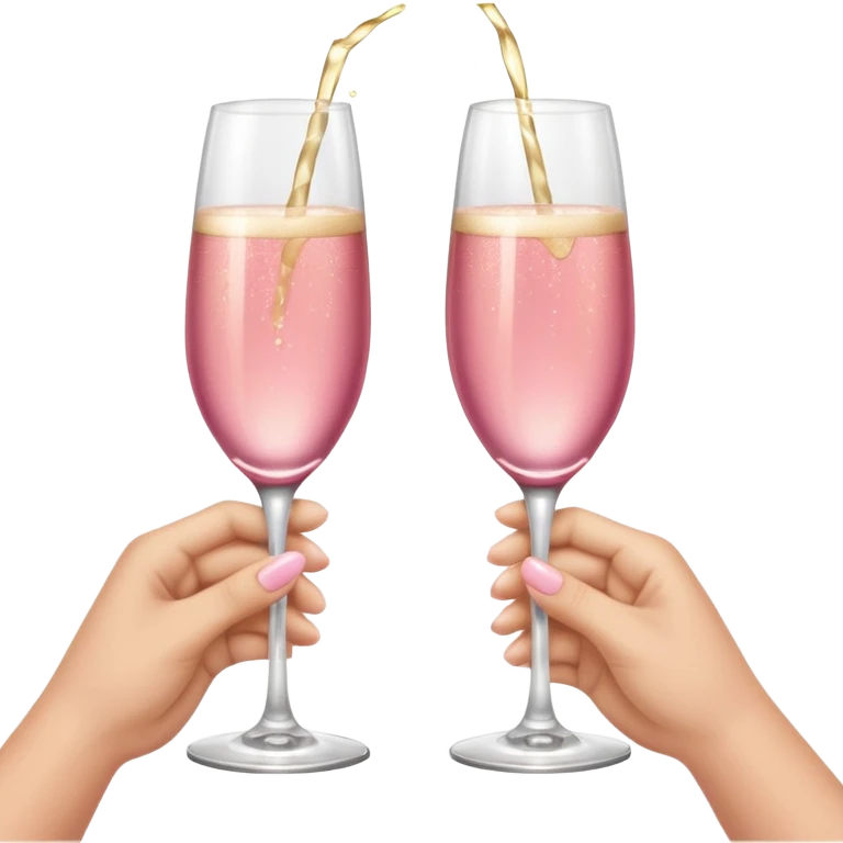 champagne glasses with pink champagne giving cheers with two hands emoji