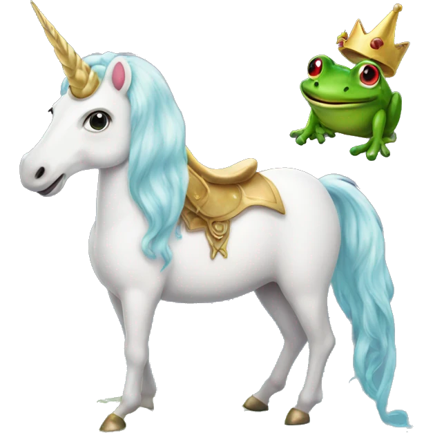 Unicorn with a frog emoji