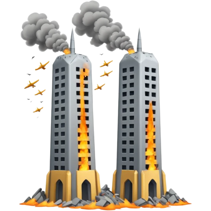 Uçak çarpan iki kule emoji