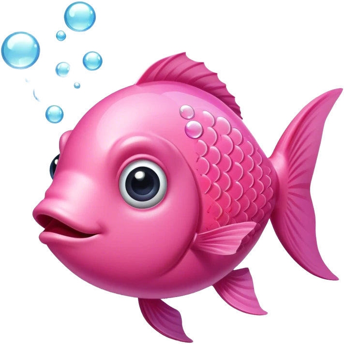 pink fish blowing bubbles emoji
