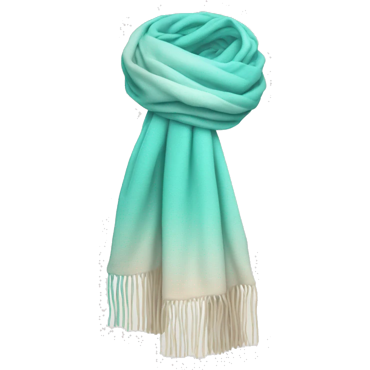 Realistic tiffany blue to cream ombre  winter scarf isolated. emoji