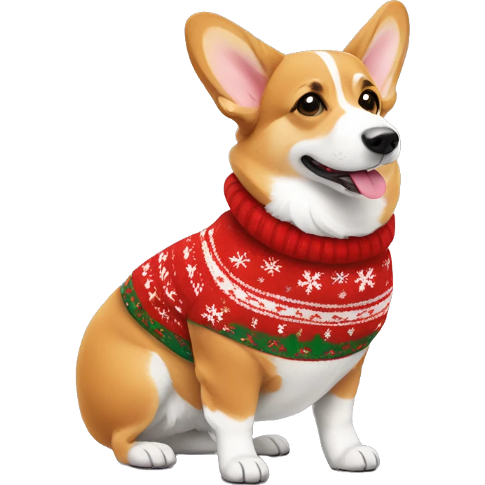 Welsh corgi wearing christmas Sweater  emoji