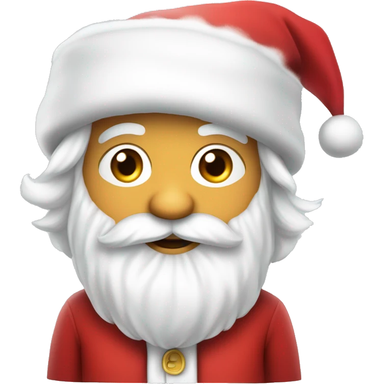 “An adorable Santa with a red suit, fluffy white beard, rosy cheeks, big eyes, and a red hat with a white pom-pom réaliste  emoji