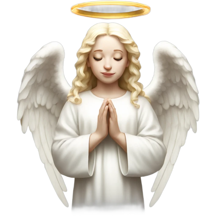 Hyper Realistic pale praying angel full body with halo emoji