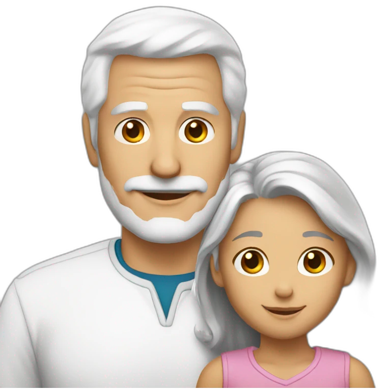 white-haired father and daughter emoji