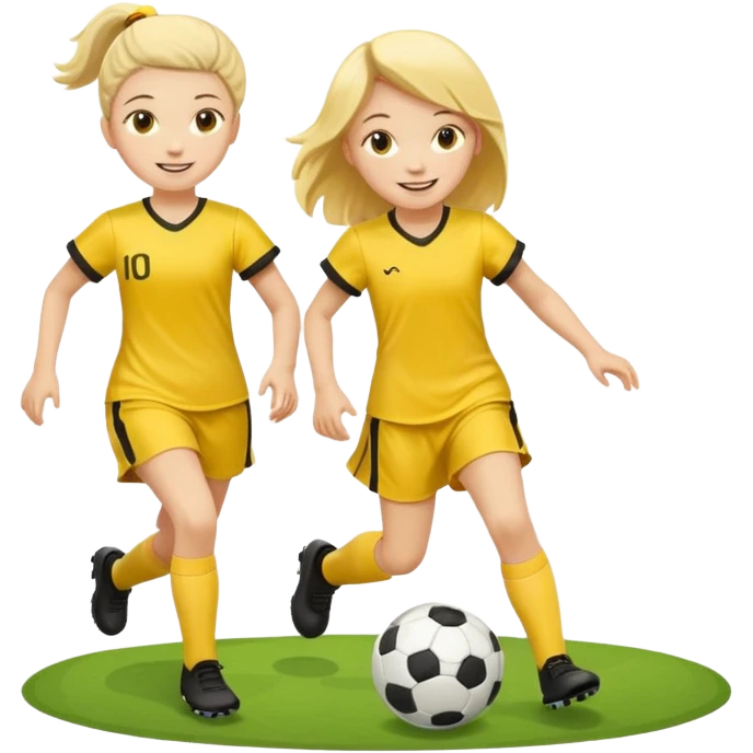 kids play soccer in yellow dress emoji
